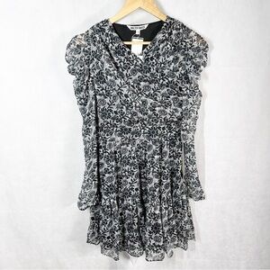 Walter Baker Pillar Black Floral Sheer Mini Dress Size 4 Black Daisy